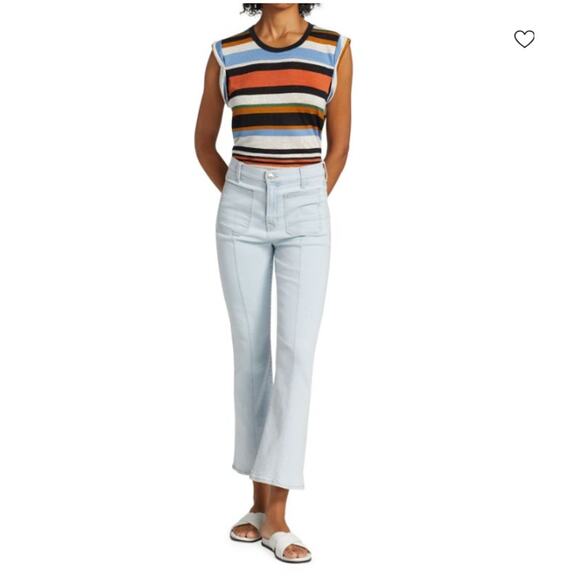 Veronica Beard Jean 26 Carson Ankle Flare High Rise Light Wash Denim Boho Casual - Picture 1 of 16